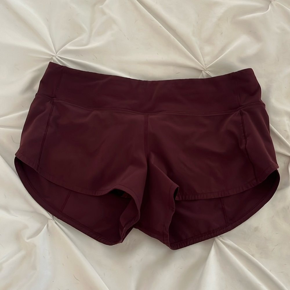 Lululemon Speed Up Shorts, Garnet. 2.5” inseam. Size 6. Low Rise.